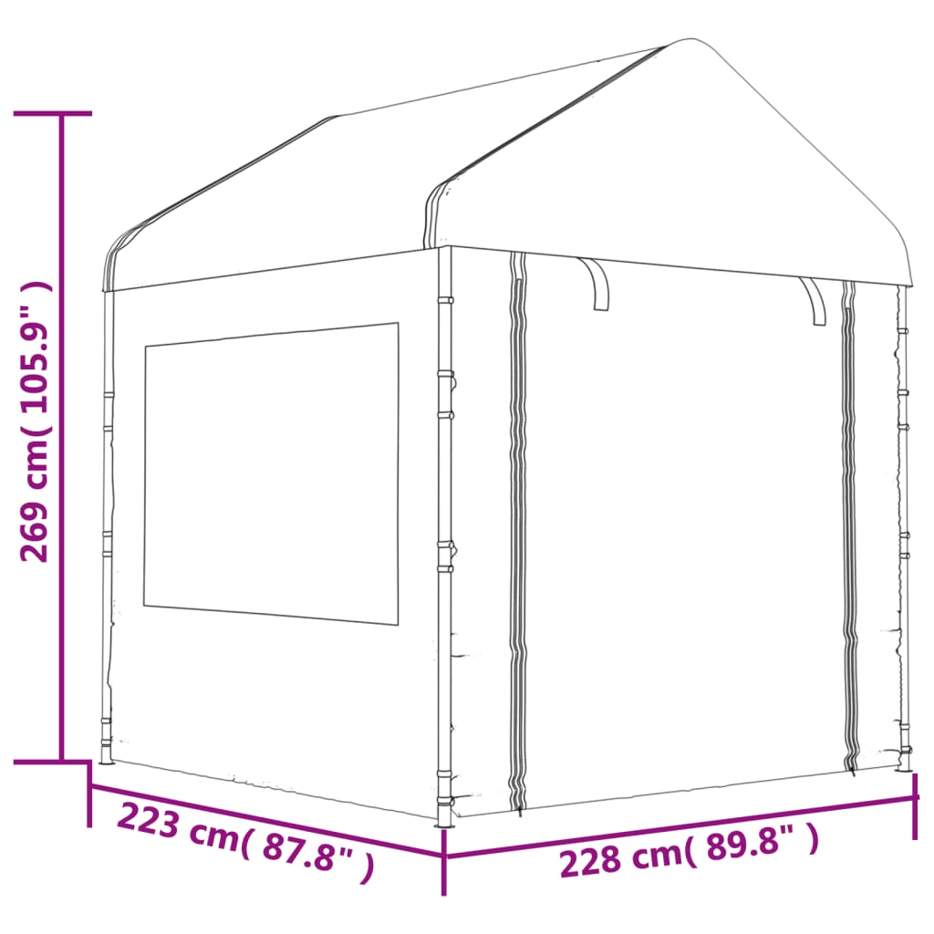 Belvedere con tetto bianco 6.69x2,28x2,69 m polietilene