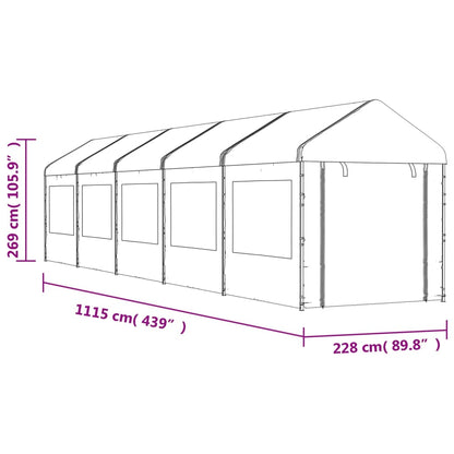 Belvedere con tetto bianco 11.15x2.28x2,69 m polietilene