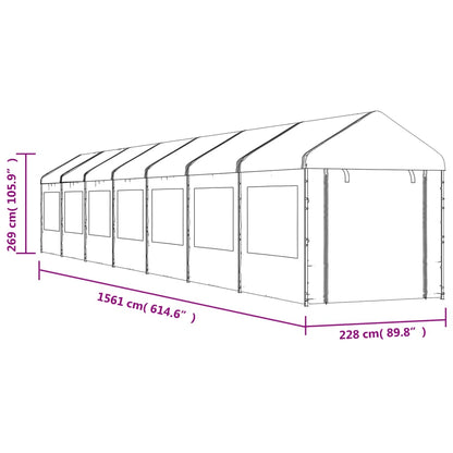 Belvedere con tetto bianco 15.61x2.28x2,69 m polietilene