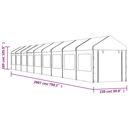 Belvedere con tetto bianco 20.07x2.28x2,69 m polietilene