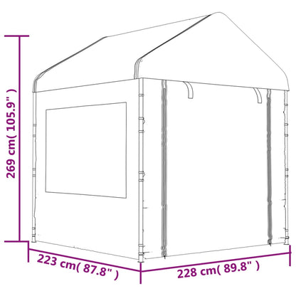 Belvedere con tetto bianco 20.07x2.28x2,69 m polietilene