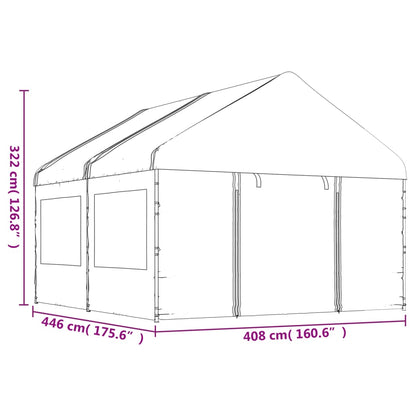 Belvedere mit weißem Dach 4,46 x 4,08 x 32 m Polyethylen