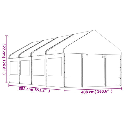 Belvedere con tetto bianco 8.92x4.08x3,22 m polietilene