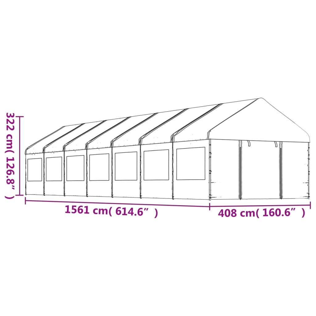 Belvedere con tetto bianco 15.61x4.08x3,22 m polietilene