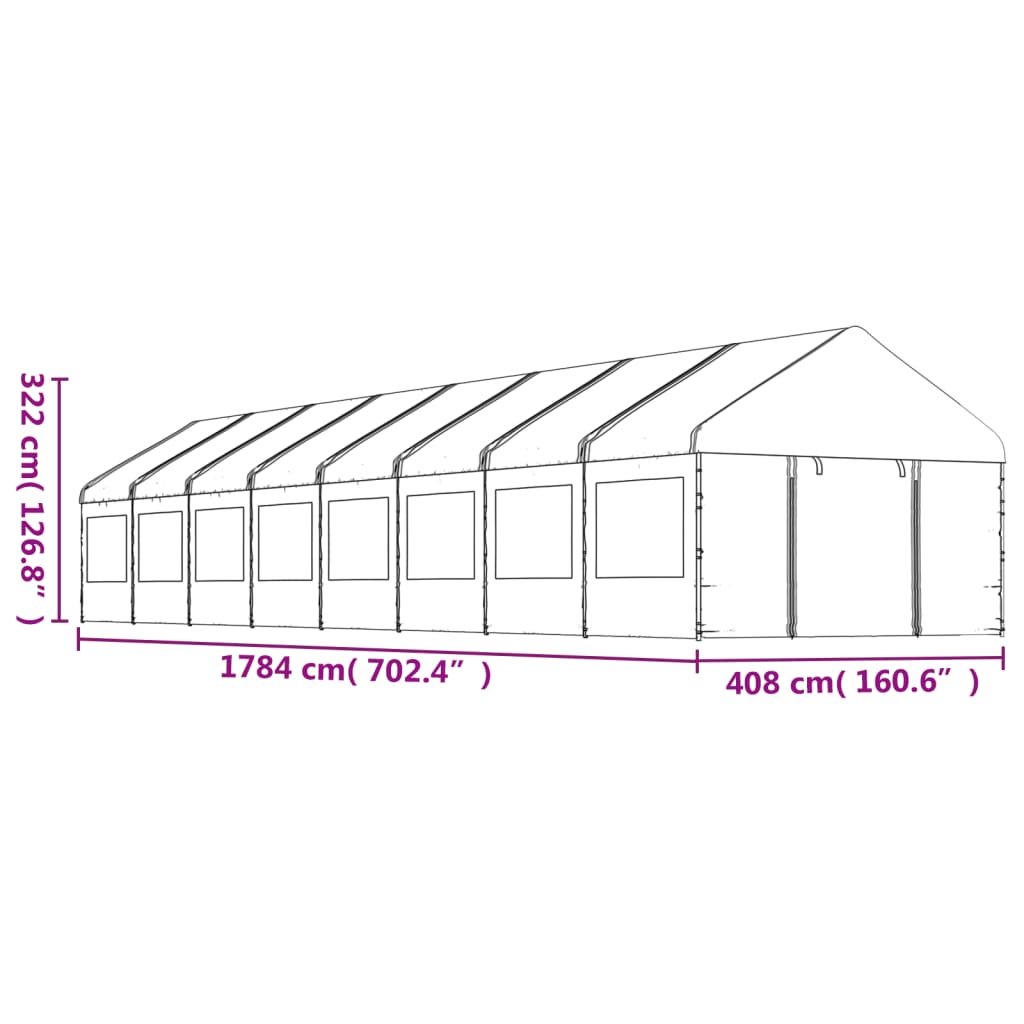 Belvedere con tetto bianco 17.84x4.08x3,22 m polietilene