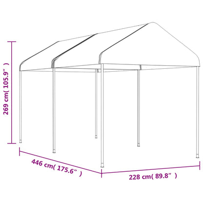 Belvedere con tetto bianco 4.46x2,28x2,69 m polietilene