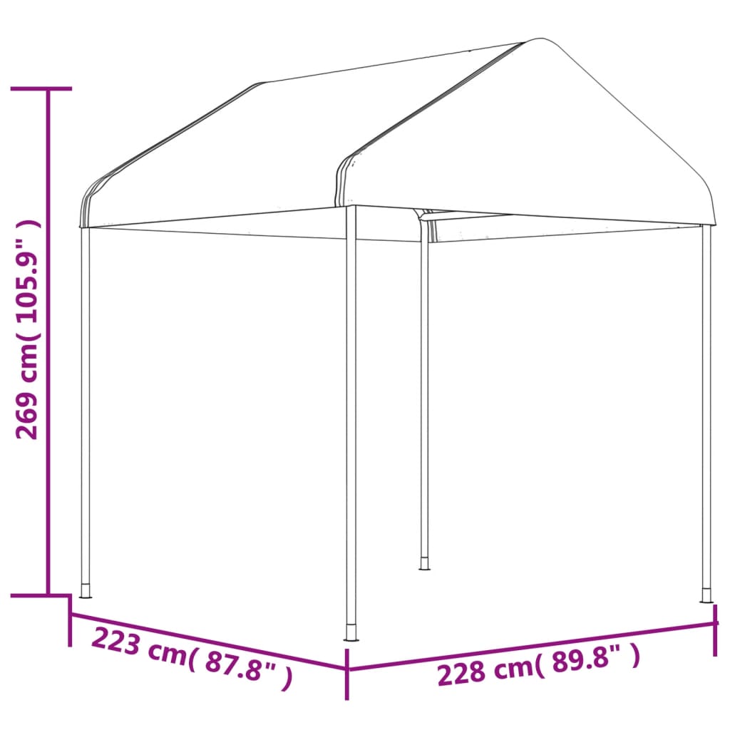 Belvedere con tetto bianco 4.46x2,28x2,69 m polietilene