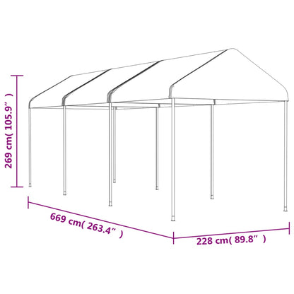 Belvedere con tetto bianco 6.69x2,28x2,69 m polietilene