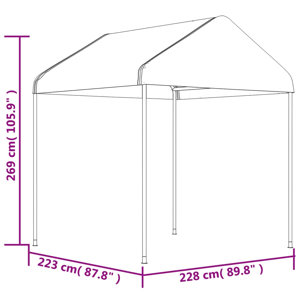 Belvedere con tetto bianco 6.69x2,28x2,69 m polietilene