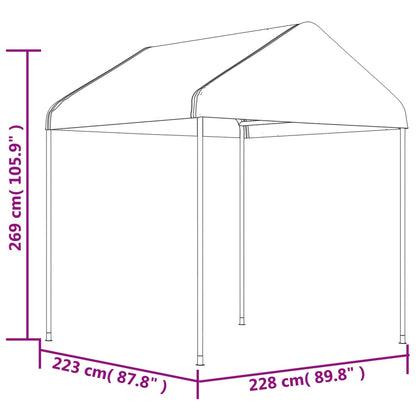 Belvedere con tetto bianco 6.69x2,28x2,69 m polietilene