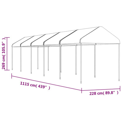 Belvedere con tetto bianco 11.15x2.28x2,69 m polietilene