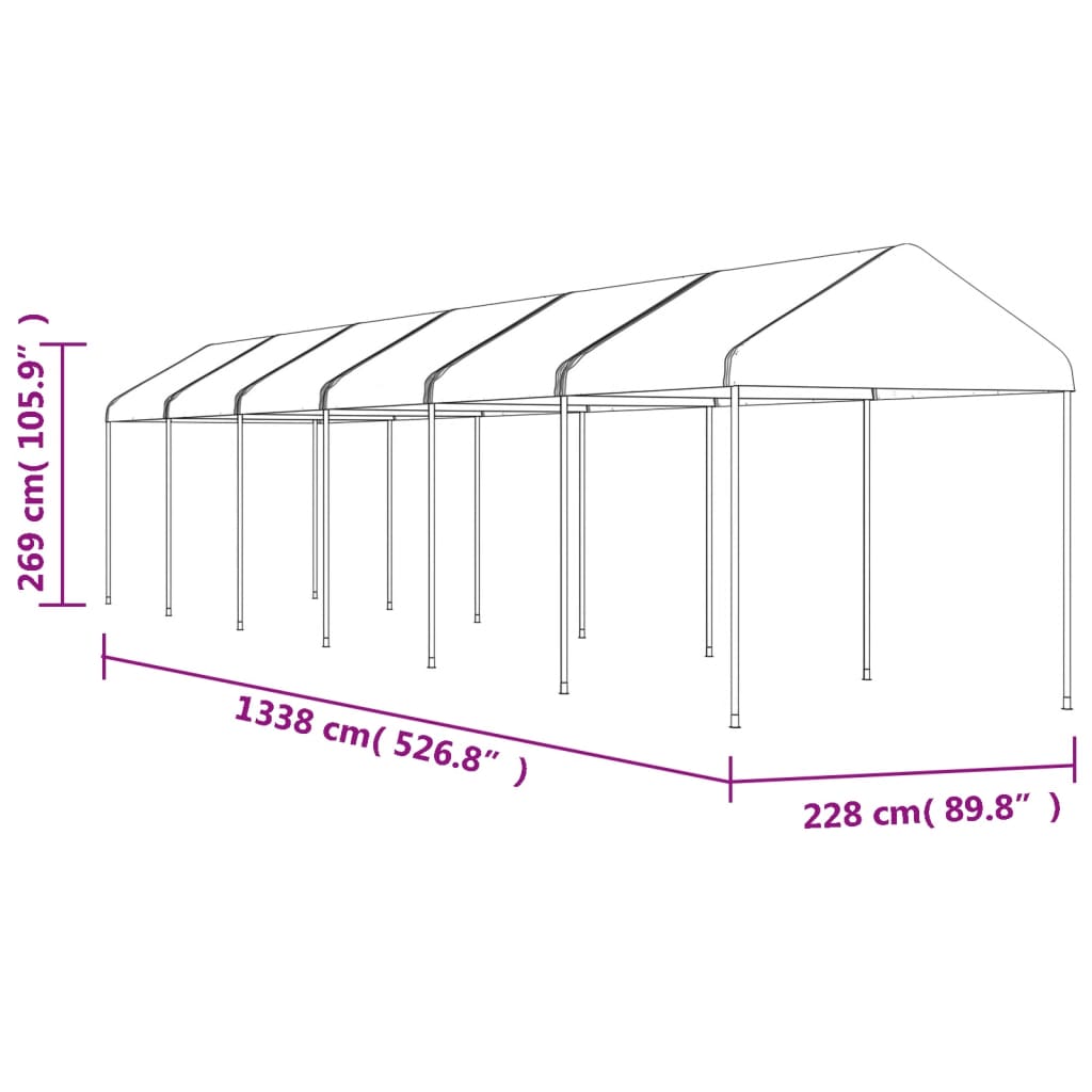 Belvedere con tetto bianco 13.38x2.28x2,69 m polietilene