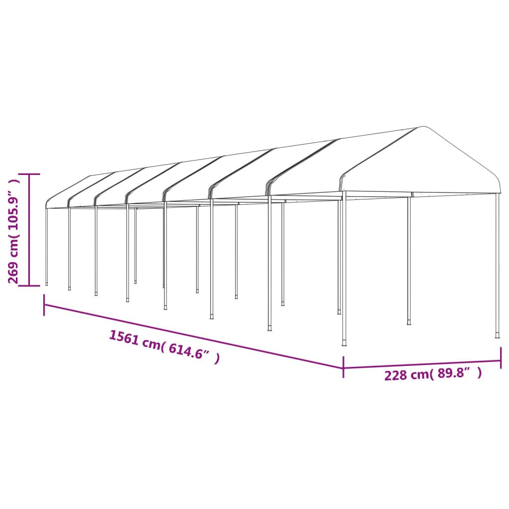 Belvedere mit weißem Dach 15,61 x 2,28 x 2,69 m Polyethylen