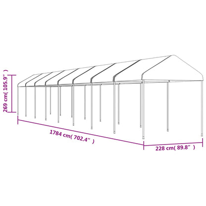 Belvedere con tetto bianco 17.84x2.28x2,69 m polietilene