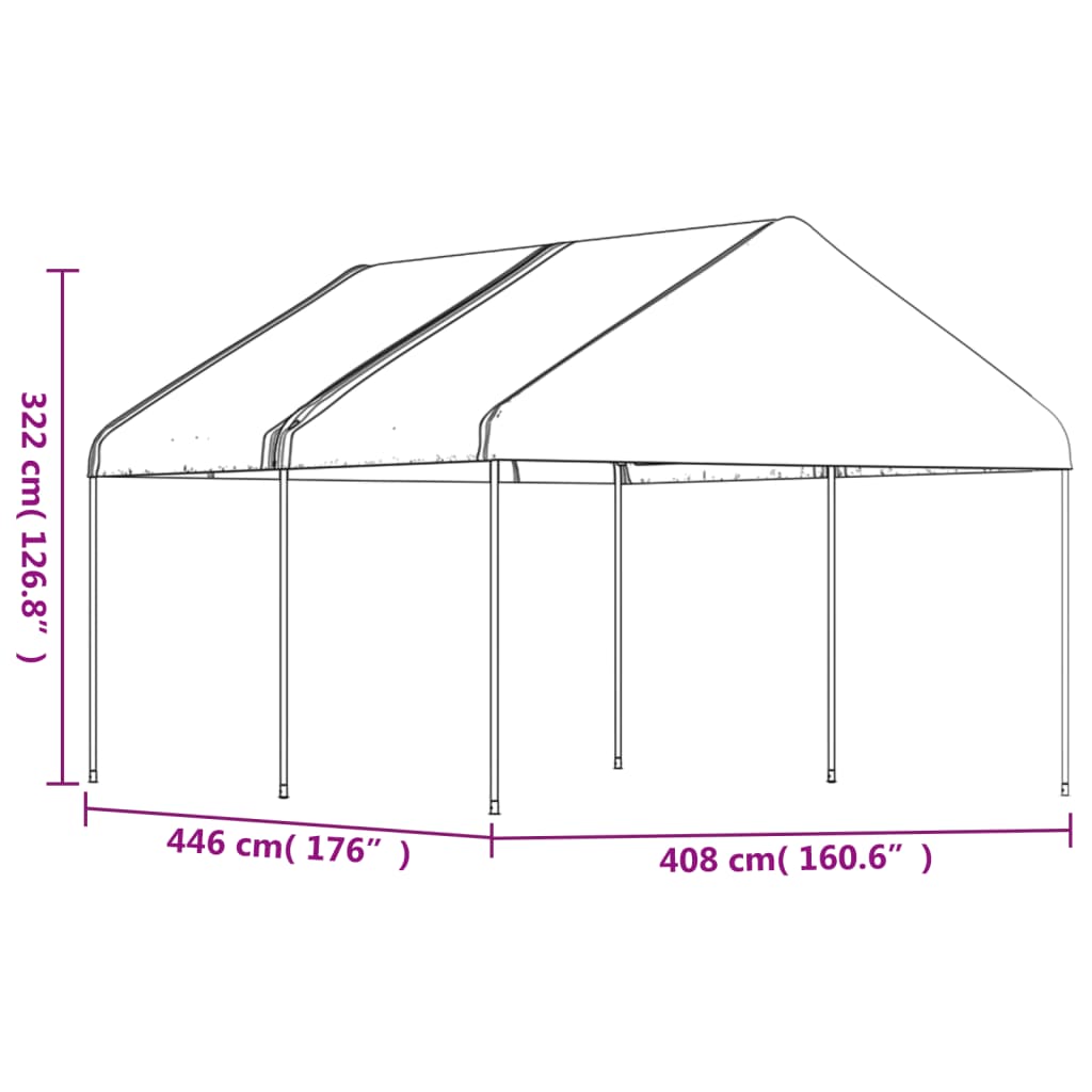 Belvedere con tetto bianco 4.46x4.08x3,22 m polietilene