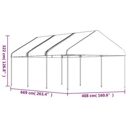 Belvedere con tetto bianco 6.69x4.08x3,22 m polietilene