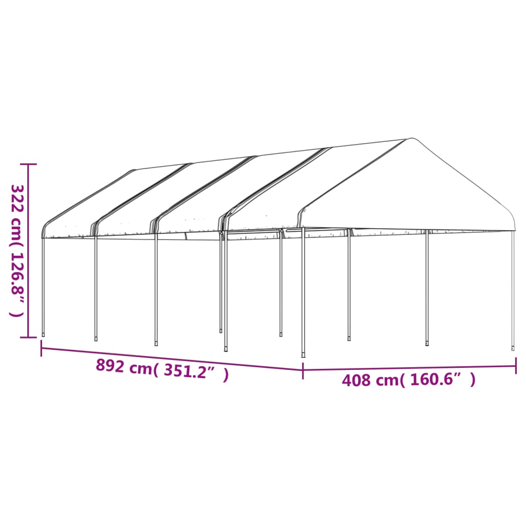 Belvedere con tetto bianco 8.92x4.08x3,22 m polietilene