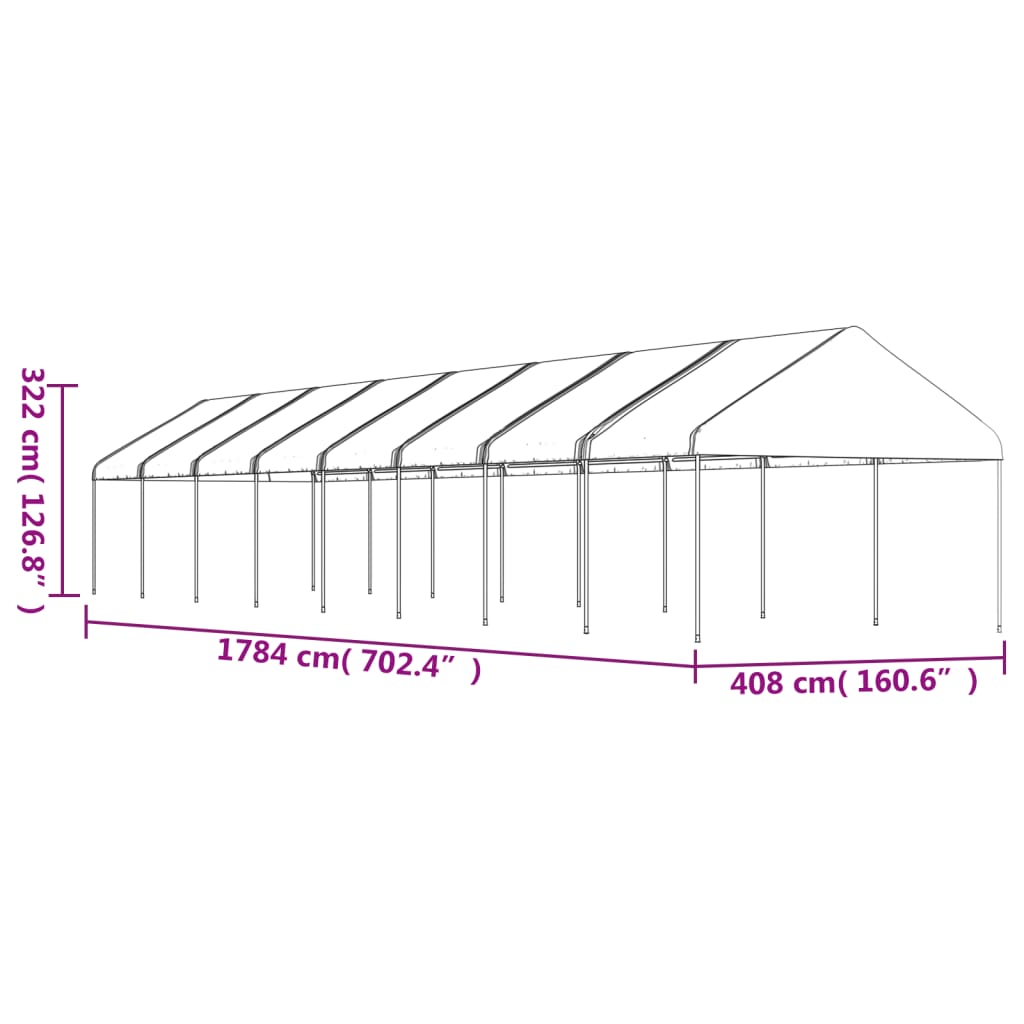 Belvedere con tetto bianco 17.84x4.08x3,22 m polietilene