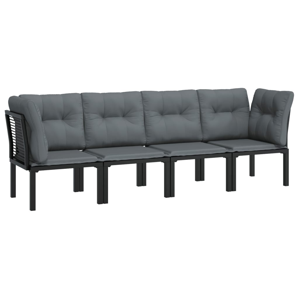 Muebles de jardín de 4 pcs resina trenzada negra y gris