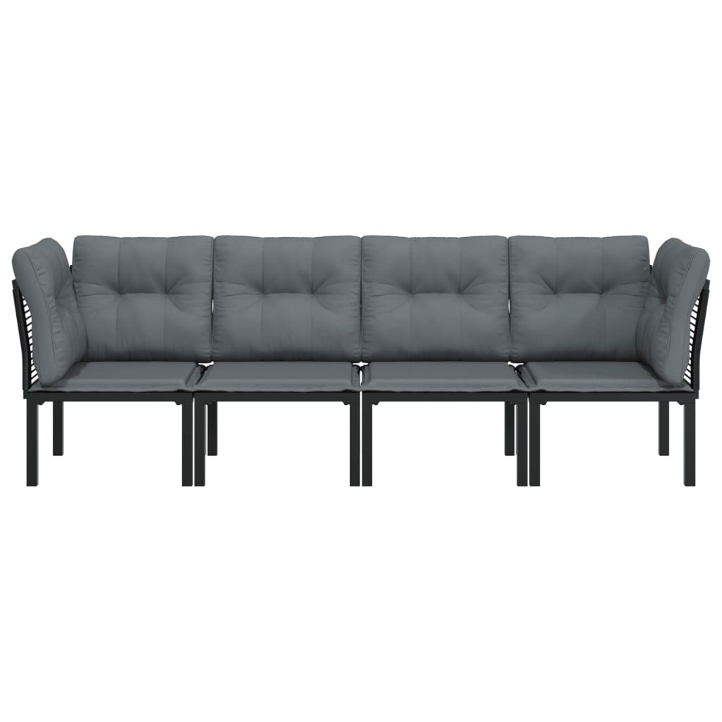 Muebles de jardín de 4 pcs resina trenzada negra y gris