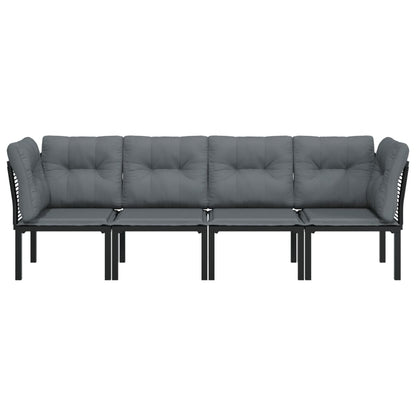 Muebles de jardín de 4 pcs resina trenzada negra y gris