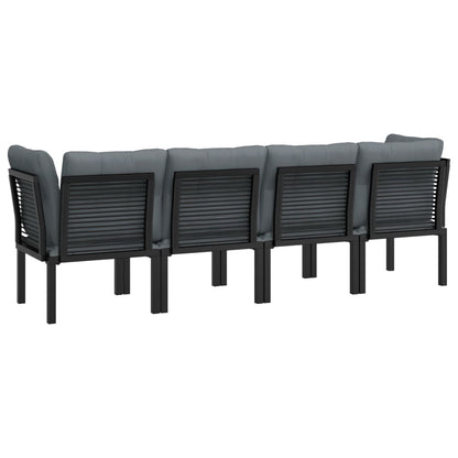 Muebles de jardín de 4 pcs resina trenzada negra y gris