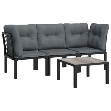 Muebles de jardín de 4 pcs resina trenzada negra y gris