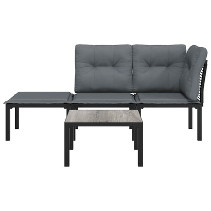 Muebles de jardín de 4 pcs resina trenzada negra y gris