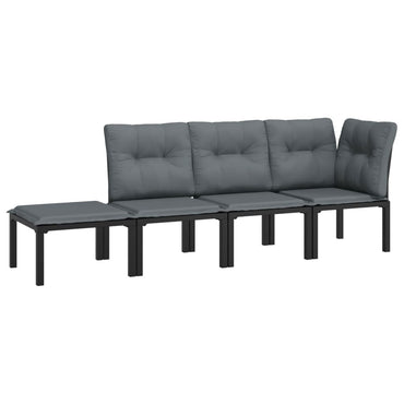 Muebles de jardín de 4 pcs resina trenzada negra y gris