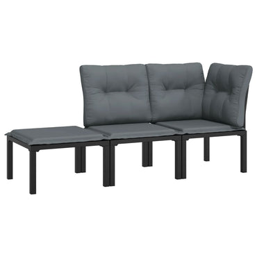 Muebles de jardín de 3 PC resina trenzada negra y gris