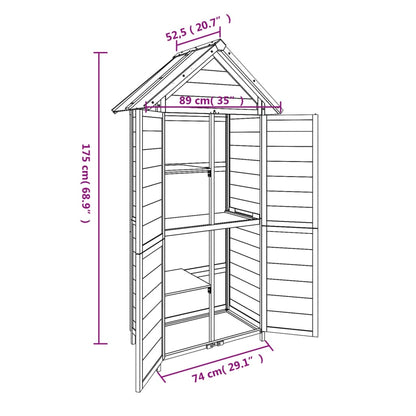 Moka Garden Tool Shelter 89x52.5x175 cm Madera de pino sólido