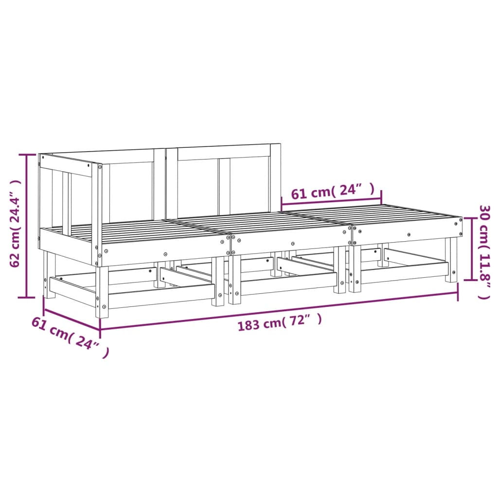 Muebles de jardín 3 PCS Douglas de madera maciza