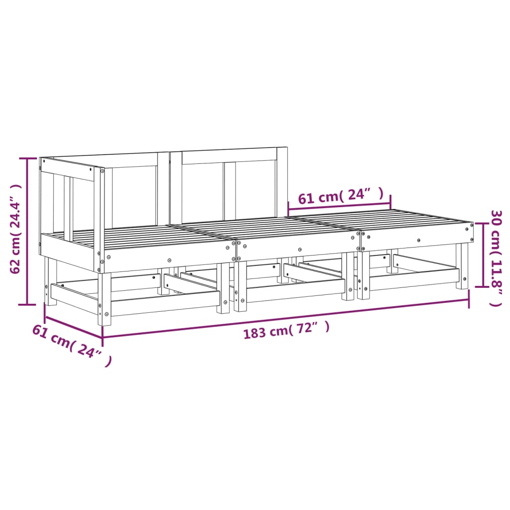 Garden furniture 3 pcs impregnated pine wood