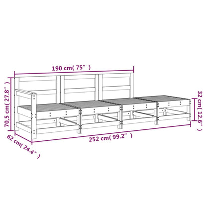 Muebles de jardín 4 pcs madera de pino sólido