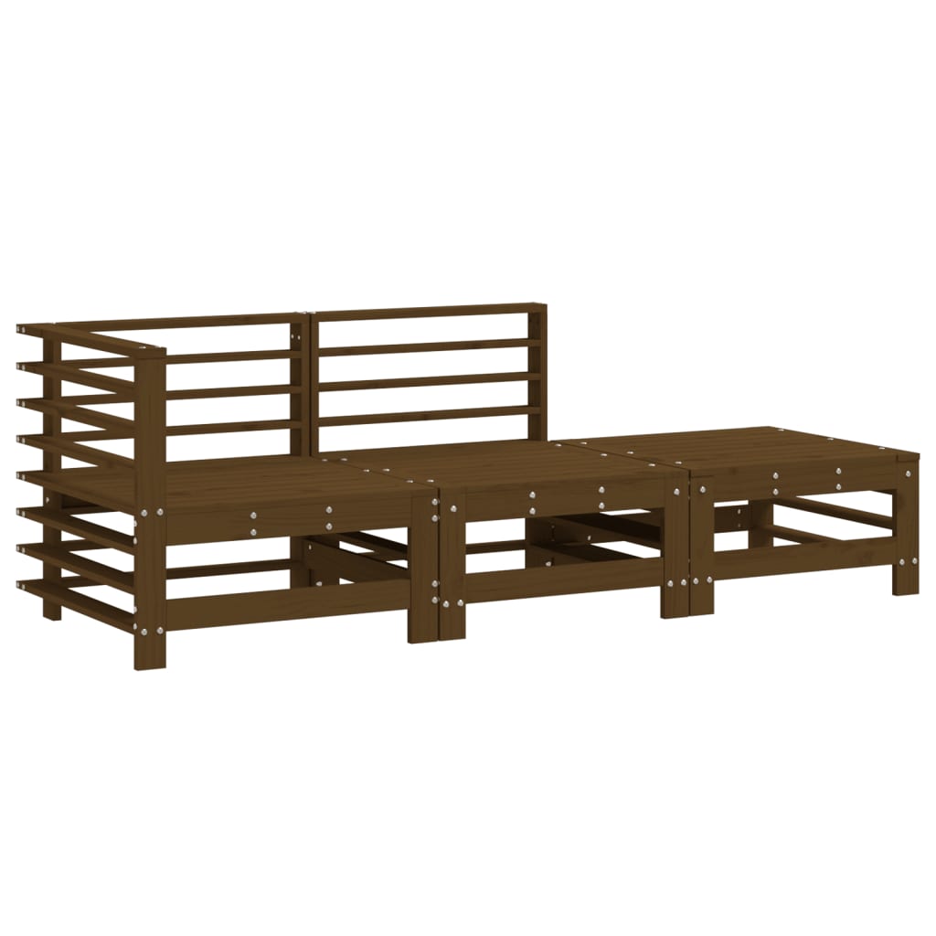 Muebles de jardín 3 pcs madera de pino sólido de miel marrón