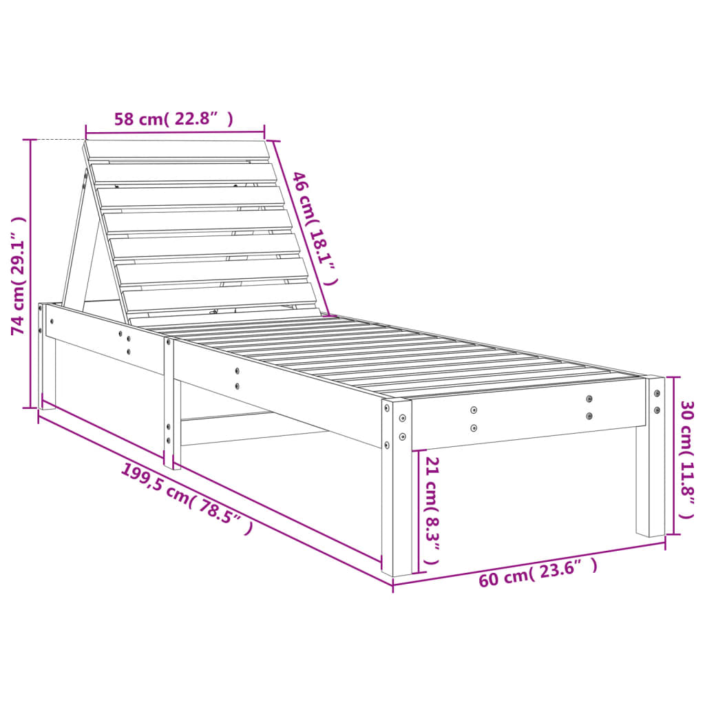 Chaise longue Transat bois Pin massif