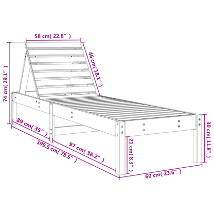 Sedia bianca lunga 199.5x60x74 cm in legno di pino solido