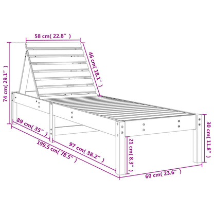 Sedia lunga grigia 199.5x60x74 cm in legno di pino solido