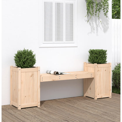 Bench with planters 180x36x63 cm solid pine wood