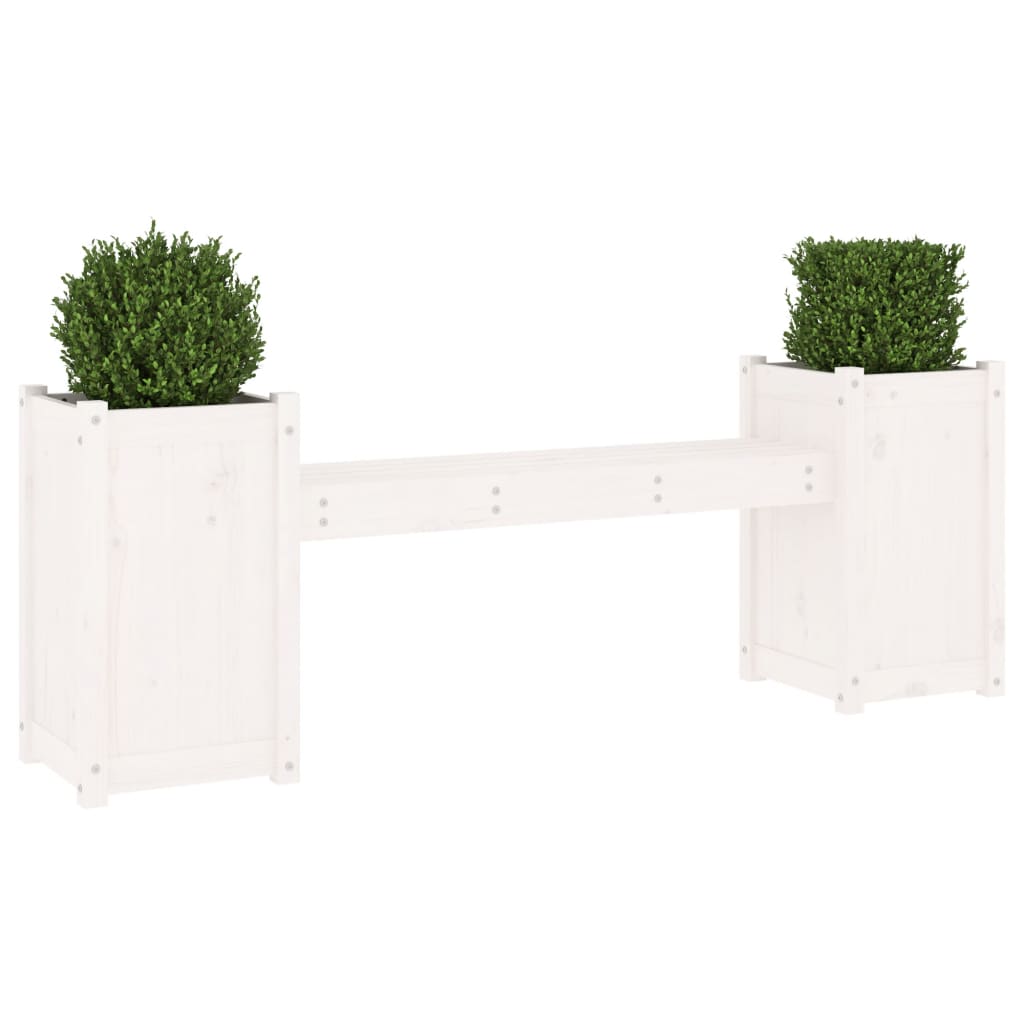 Banc avec jardinières blanc 180x36x63 cm bois massif de pin