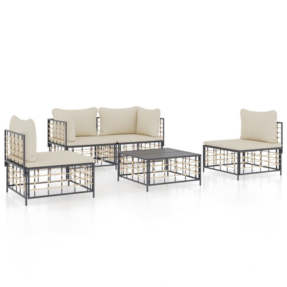 5 PCS Muebles de jardín con cojines de antracita de resina trenzada