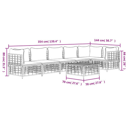 Salon de jardin 7 pcs avec coussins anthracite résine tressée