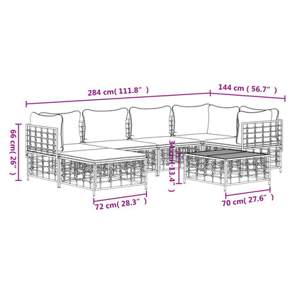 Muebles de jardín de 7 PC con cojines de antracita de resina trenzada