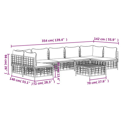 8 PCs Gartenmöbel mit geflochtenem Harz -Anthrazitkissen