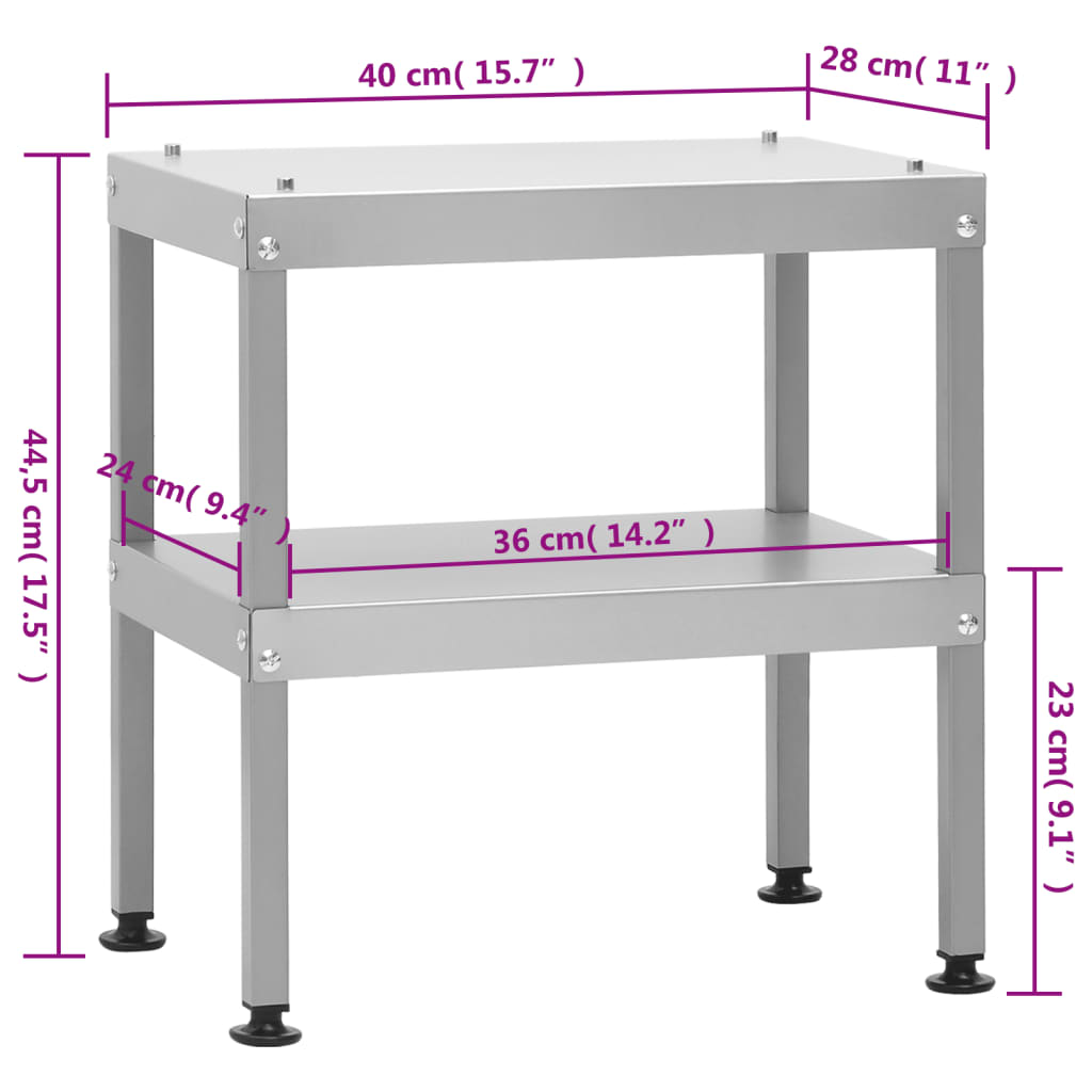 Mesa de fumar acero galvanizado de 40x28x444.5 cm