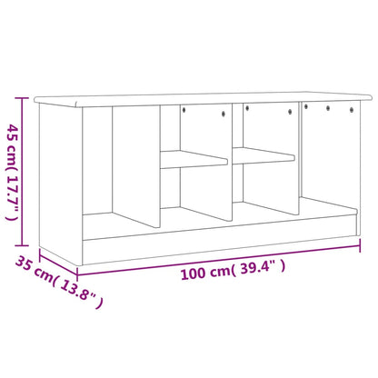 Banco de sapato Alta 100x35x45 cm de madeira de pinheiro sólido