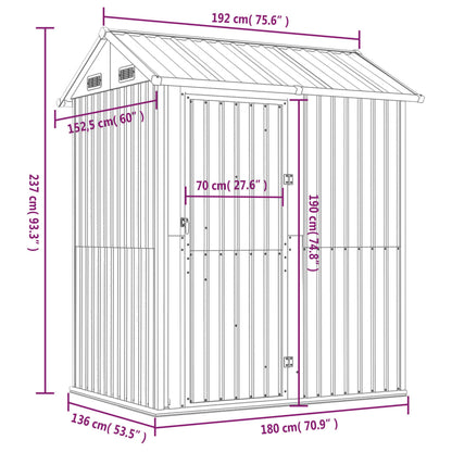 Antracite Garden Shed 192x152.5x237 cm aço galvanizado