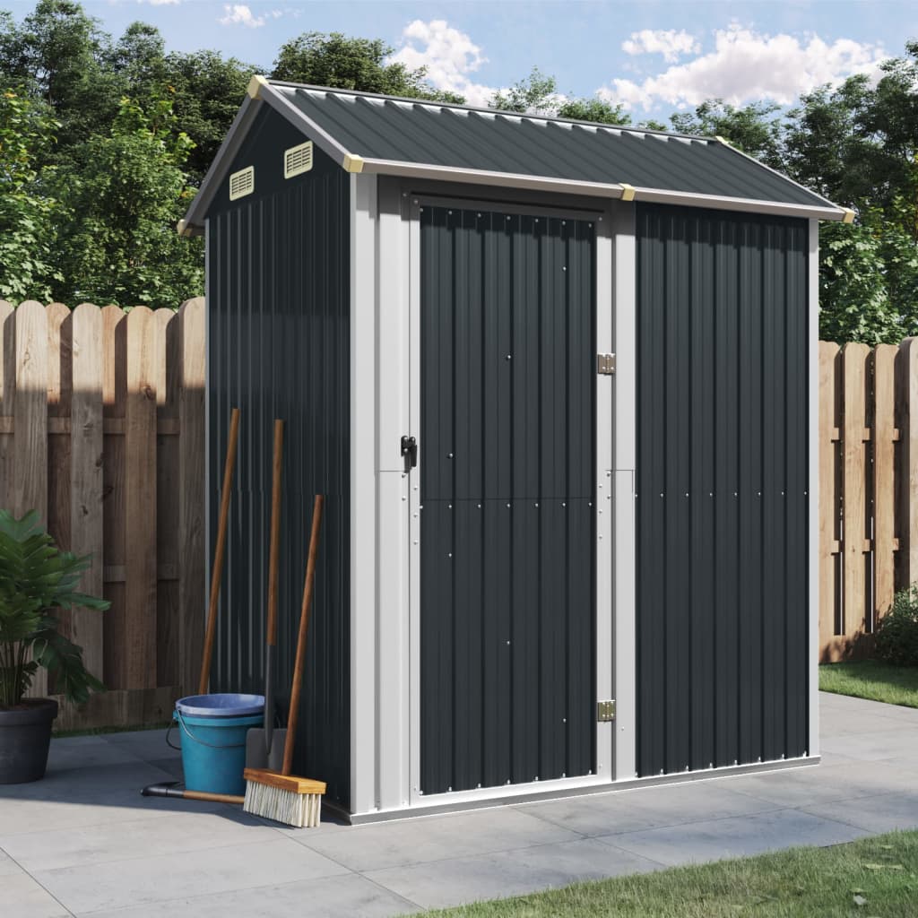 Antracite Garden Shed 192x152.5x237 cm aço galvanizado