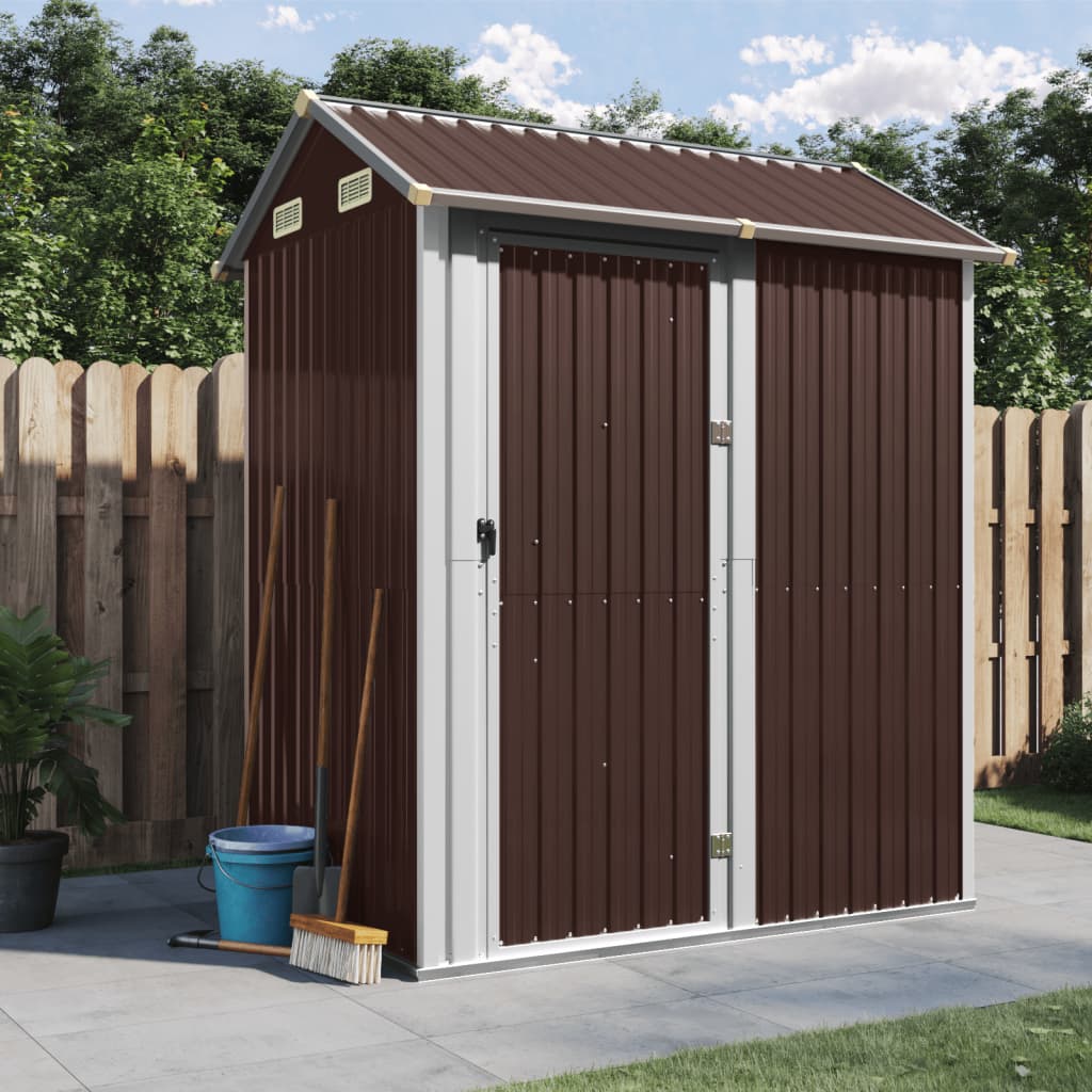 Marrone Garden Shed 192x152.5x237 cm Acciaio zincato