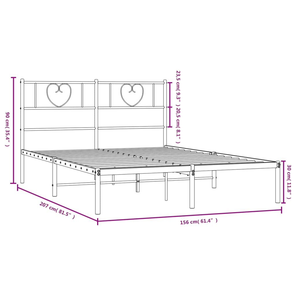 Letto di metallo con letto nero testa 150x200 cm